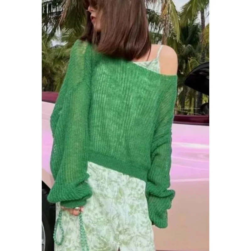 New Summer and Autumn Knitted Hollow Women's Sweater Fashionable Seaside Vacation Loose Casual Jumper