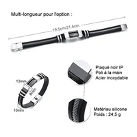 Vnox - Bracelet en acier inoxydable, bracelet pour homme, bracelet punk à maillons en silicone rainuré noir, bracelet punk élégant et décontracté 6