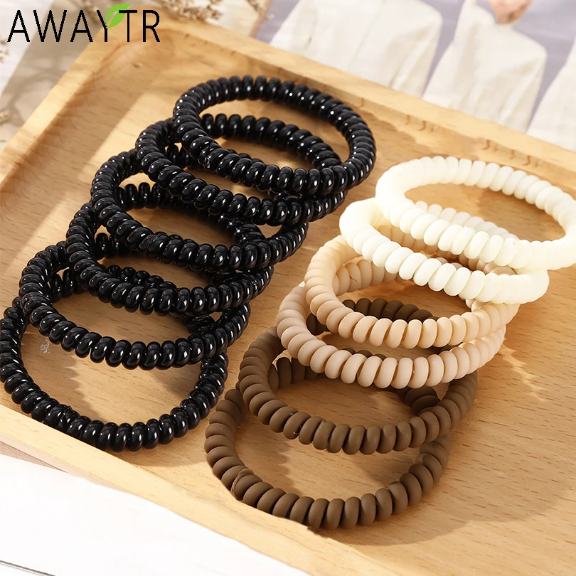 10 Attaches Cheveux Spirale Bleue Et Jaune - Cordon Téléphonique, élastiques Pour Tous Types De Cheveux