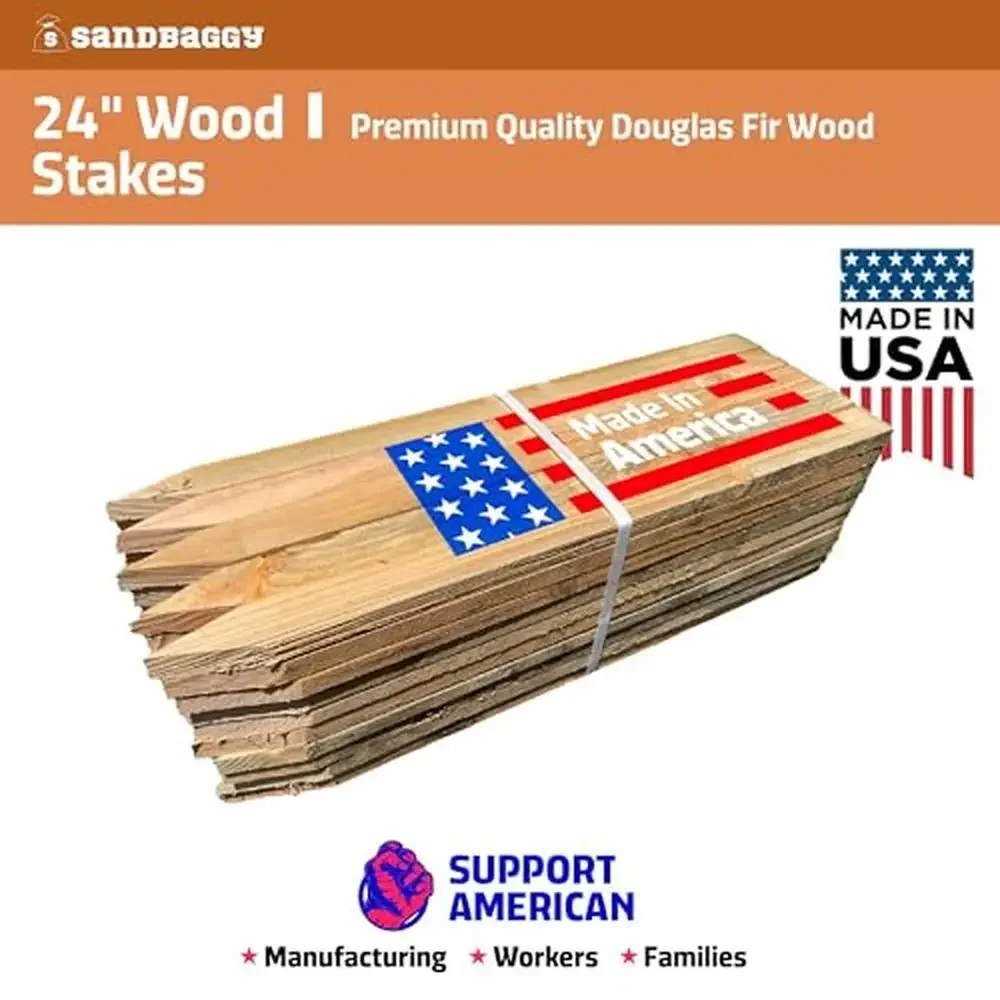 24" Wooden Construction Stakes &ndash; Durable Grading & Surveying Wood Stakes Concrete Forms Gardening & Landscaping Made in USA