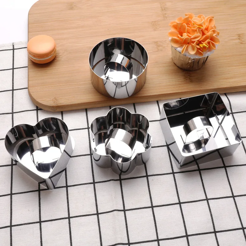 

Kitchen Cake Mould Stainless Steel DIY with push plate round heart flower mousse ring Cake ring biscuit cake mould baking tools
