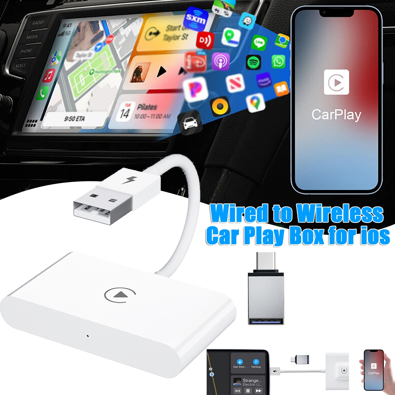 Car Wired To Wireless Carplay Box Adattatore Automatico Dongle Box Car Ai Box Per Ios Iphone Apple System