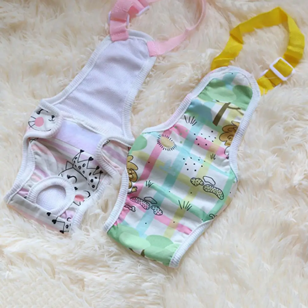 Pet Underwear Adjustable Dog Panties Soft Breathable Pet Menstrual Pants Cartoon Print Belly Style Dog Diapers for Female dog diapers pet diapers dog nappies