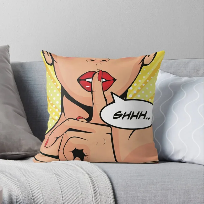 

Shhh Pop Art Throw Pillow Cushions Pillows Aesthetic Pillowcases Cushion Covers Sofa Couch Cushions