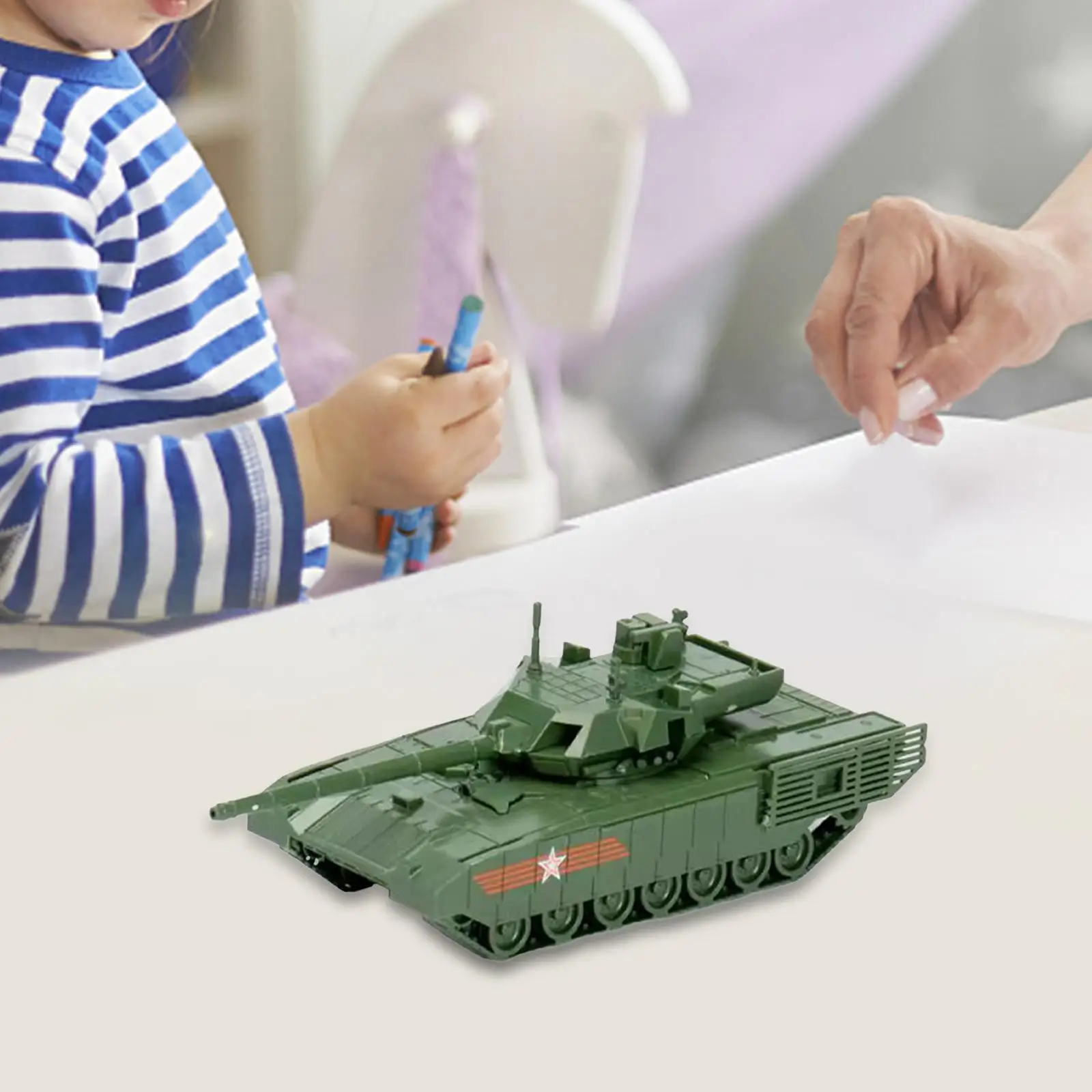 1/72 Tank Assembly Model Simulation Ornament Vehicle Tank Model Toy Chariots Tank for Children Girls Adults Boys Birthday Gift