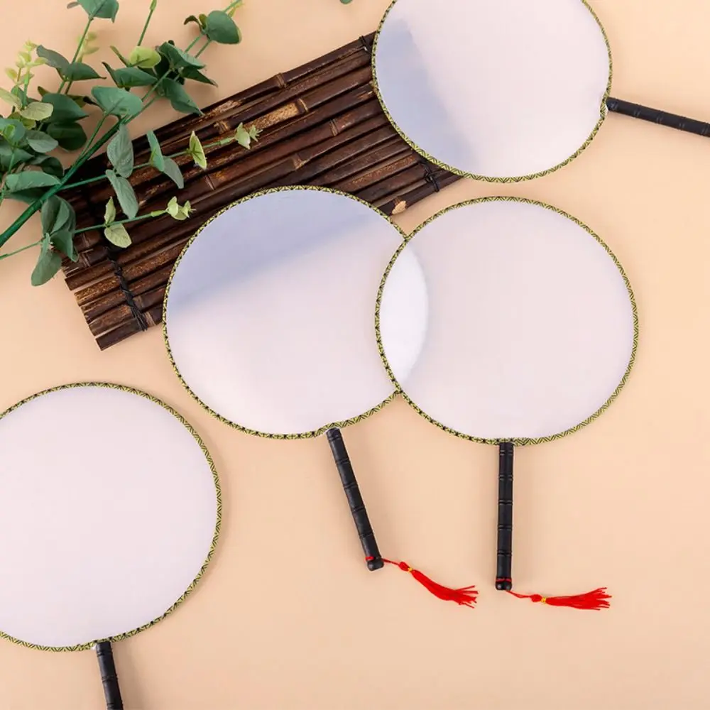 Art Painting Material DIY Art Painted Fan Hand Painting Chinese Style DIY Blank Fan Round Handmade Graffiti Fan Children's Toy