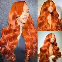 Perruque Lace Front HD 13x6 en Cheveux Humains, Densité 250, Ondulation Body Wave, Couleur Gingembre Orange, 30 pouces, Sans Colle, Pré-épilée 3