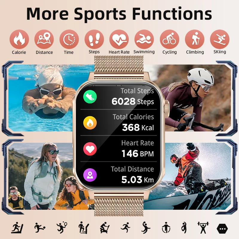 LIGE Type-C Smartwatch Men Women Health Manager Bluetooth Call Waterproof Sports Flashlight Smart Watch For Android iOS Phone