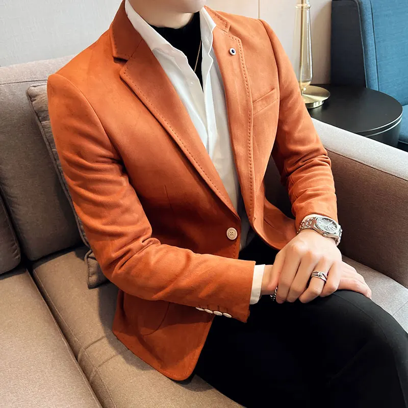 Men's Korean-style Slimming Suede Business Casual Suit