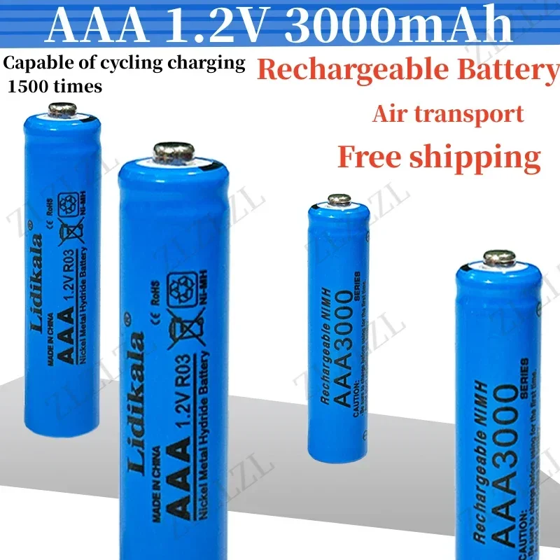 2-120PCS High Quality 1.2V AAA 3000mAh Nickel Hydrogen Battery Alkaline 1.2V Clock Toy Camera Battery Rechargeable Battery 5