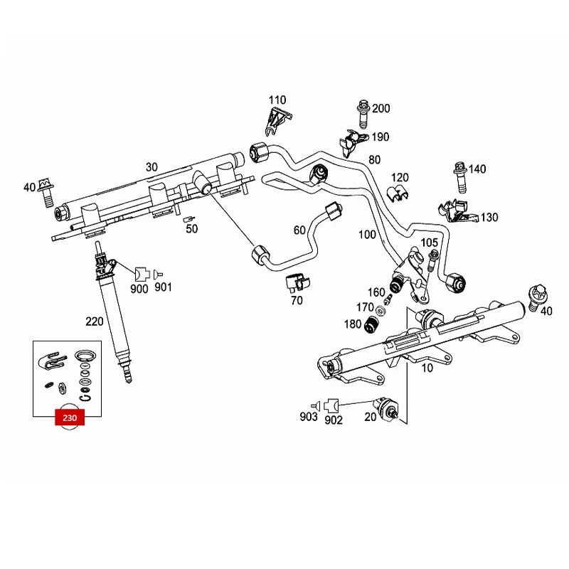Genuine Fuel Injector Seal Kit A1770720000 A2760720143 For Mercedes Benz E350 R GLB C300 M SLK ML V Vito GL GLC GLE 1770720000