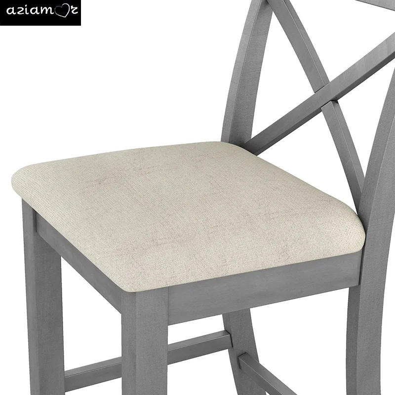 TOPMAX Farmhouse 48"Rectangular Wood Bar Height Dining Set Kitchen Breakfast Nook with 2 Chairs for Small Places,Gray WL