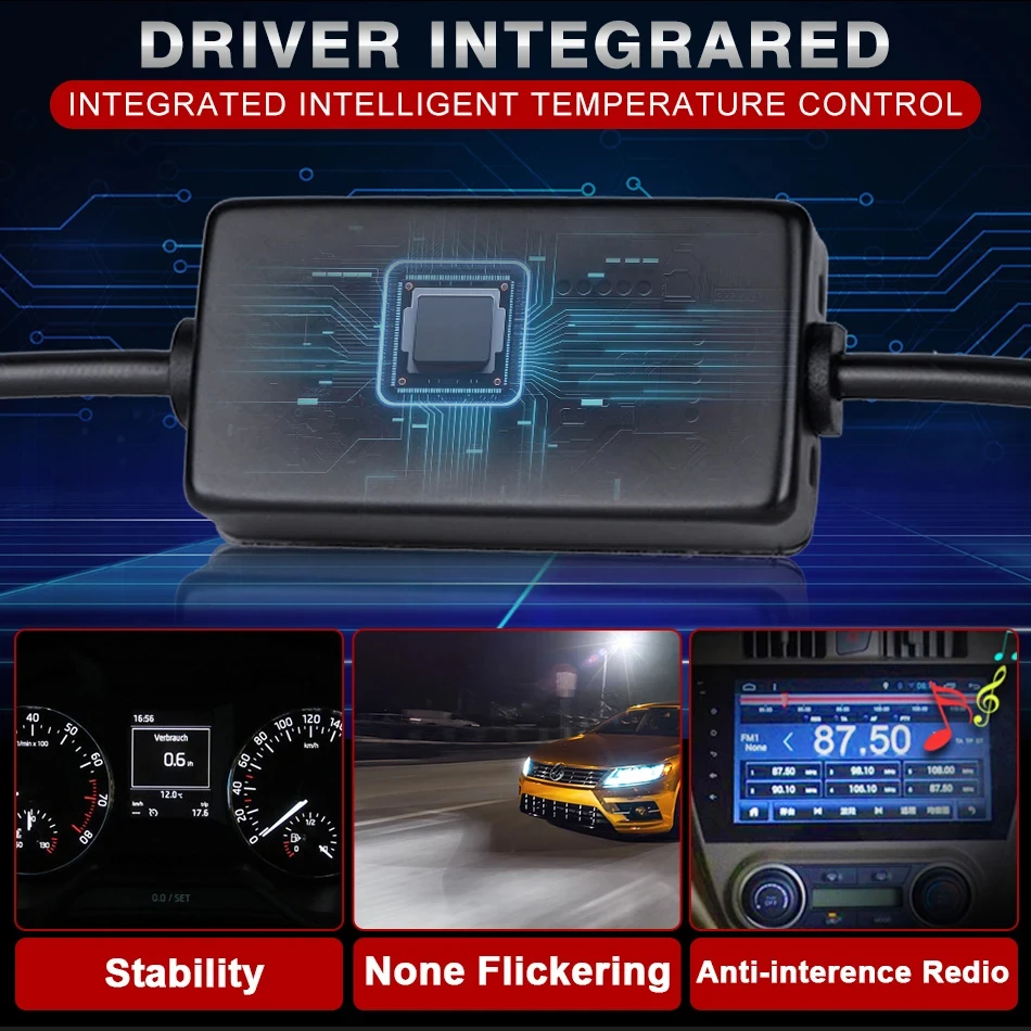 자동차 헤드라이트 Canbus 램프 프로젝터 렌즈 전구, H4 H7 BI LED, HB3 H11 9005 9006 HB4, 고출력 6000K, 자동차 오토바이 12 24V LHD