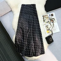 Seoulish Vintage Polka Dot Satin Mermaid Skirts for Women 2025 New Spring Summer High Waist Casual Mid Length Women's Skirts - Image 4