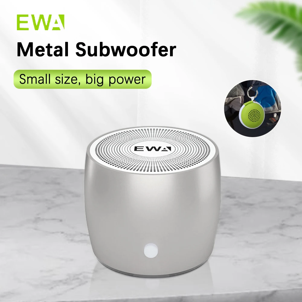Portable Bluetooth Speaker EWA A103 Mini Bluetooth Speaker Bass Sound Portable Wireless Speaker IPX5 Waterproof Metal Body Box Loud Sound Noise Reduction