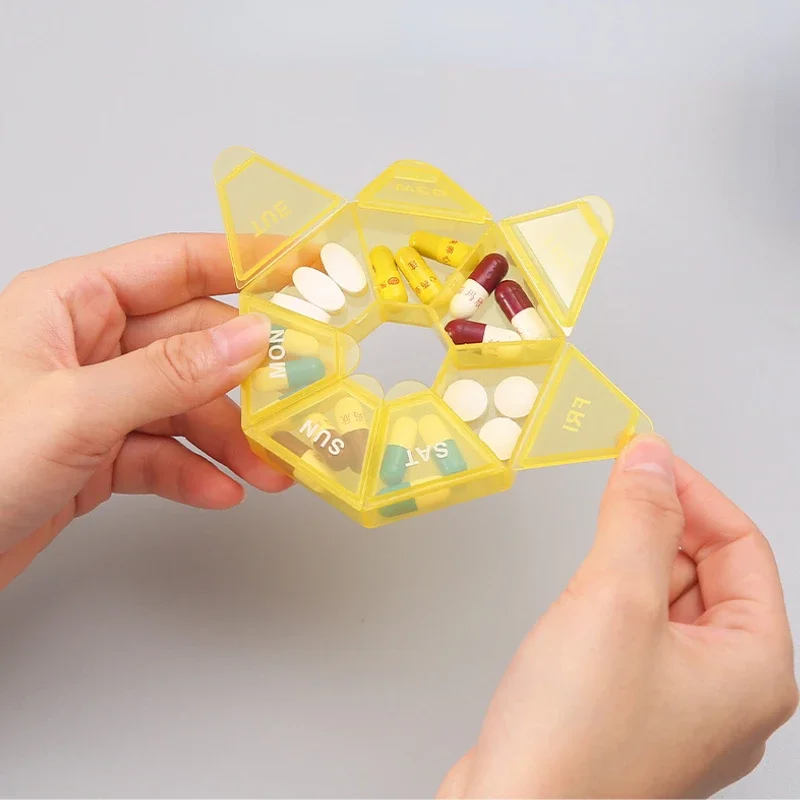 Pill Organizer Mini Small Portable Travel Vitamin Pill Box Pills Cases Container Organizer Storage Tablets 7 Days Grids Medicine Fish Oils