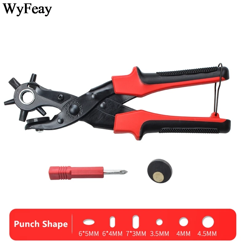 Revolving Leather Punch Plier Punch Hole Tool Puncher Belt Saddle Watch Bands Strap Shoe Fabric Paper working Leathercraft