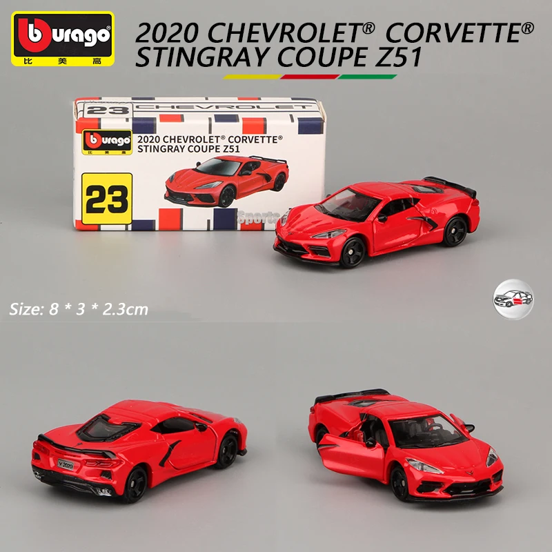 

Bburago 1/64 CORVETTE STINGRAY Alloy Miniature Car Model Toys Diecast Vehicle Replica Enthusiasts Collection For Children Gifts