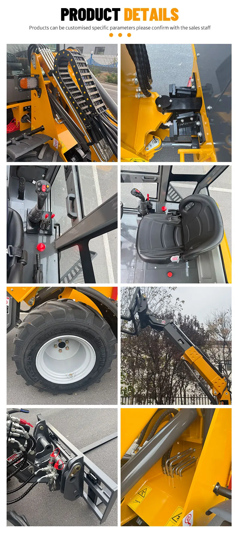 Kompaktlader mit Dieselmotor, Teleskoplader, tragbarer multifunktionaler Mini-Lader mit Front-End und EPA-Zertifizierung – Detail 5