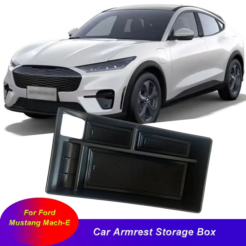 Car Central Console Armrest Storage Box For Ford Mustang Mach-E 2021 2022 Organizer Holder Interior Modification Accessories