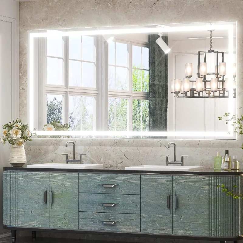 Bathroom LED Bedroom LED Mirror Bathroom Mirror with Lights Home Decor Vanity Makeup Dimmable Anti-Fog