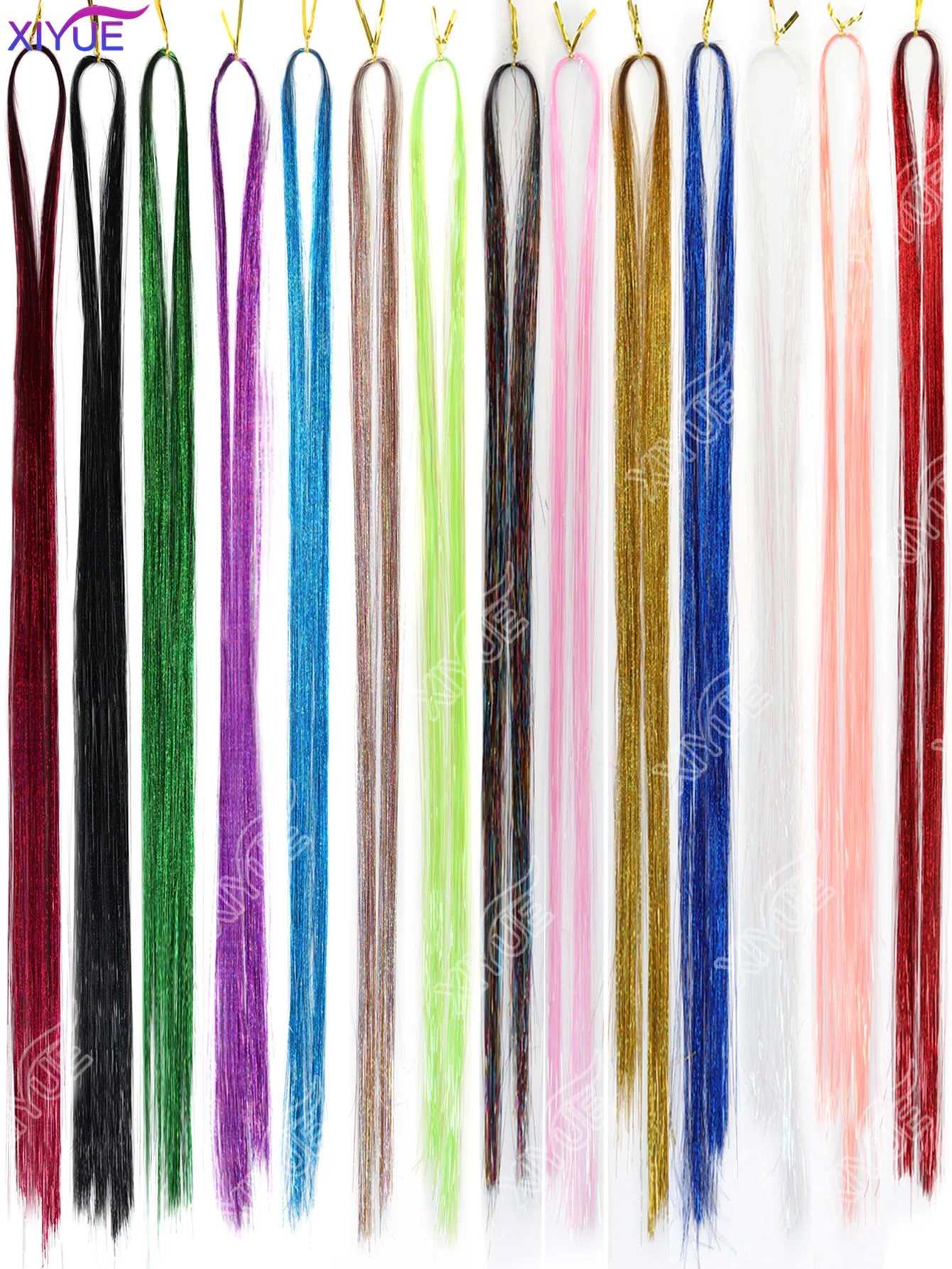 Sparkle Shiny Hair Tinsel Rainbow Strands Dazzles Women Hippie for Braiding Headdress False Hair Extensions Decor Glitter Strips
