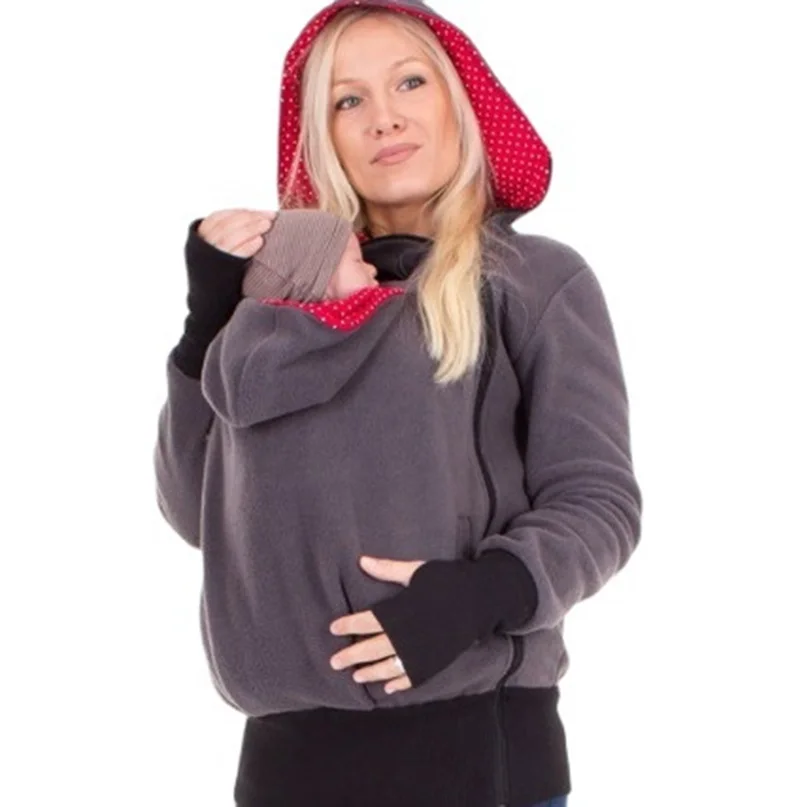 Hooded Mom Baby Carrier Jacket Coat Maternity Clothes Autumn Winter Kangaroo Carry Baby Hoodies Warm Thick Sweatshirts Outwear