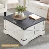 Farmhouse Coffee Table,Square Wood Center Table with Large Hidden Storage Compartment,Rustic Cocktail Table with Hinged Lift Top 5