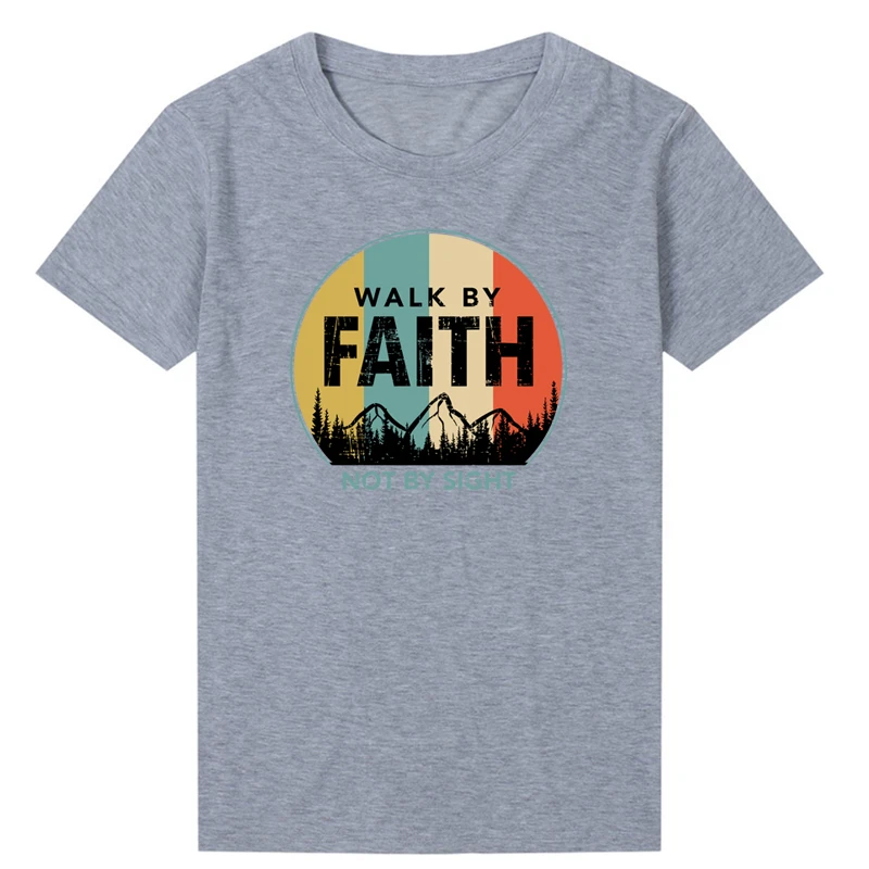 

Футболка женская в ретро стиле с надписью «Walk By Faith Mountain»