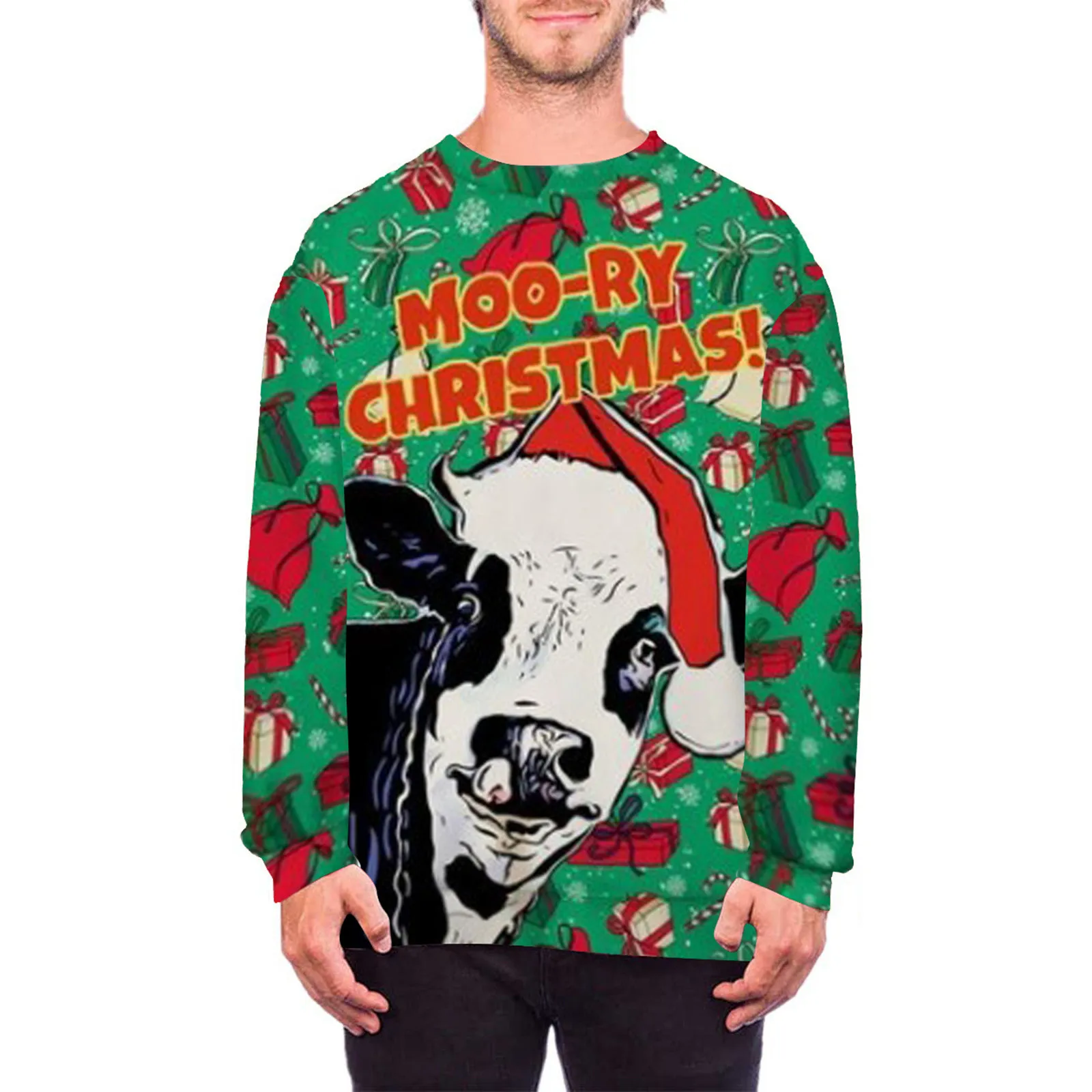 

Свитшот с 3D-принтом для мужчин и женщин, пуловер с длинным рукавом и графическим принтом в стиле панк, Повседневный, Рождественский