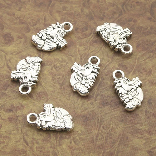 20pcs 19*12mm Tibetan Silver Tone 2sided Cute Cartoon Dragon Charms X0035 Charms for Jewelry Making