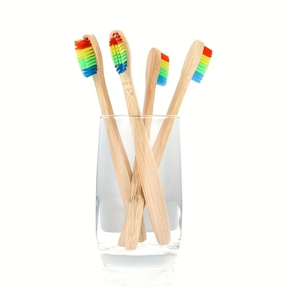 Vibrant Bamboo Toothbrush Set - Eco-Friendly, Soft-Bristle for Adults, Ideal for Home, Travel, and Hotel Use