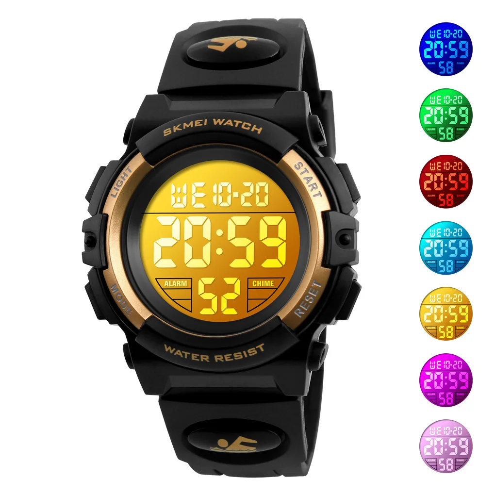 SKMEI Children LED Electronics Digital Watch Chronograph Clock Sport Watches 5Bar Waterproof Kids Wristwatches For Boys Girls