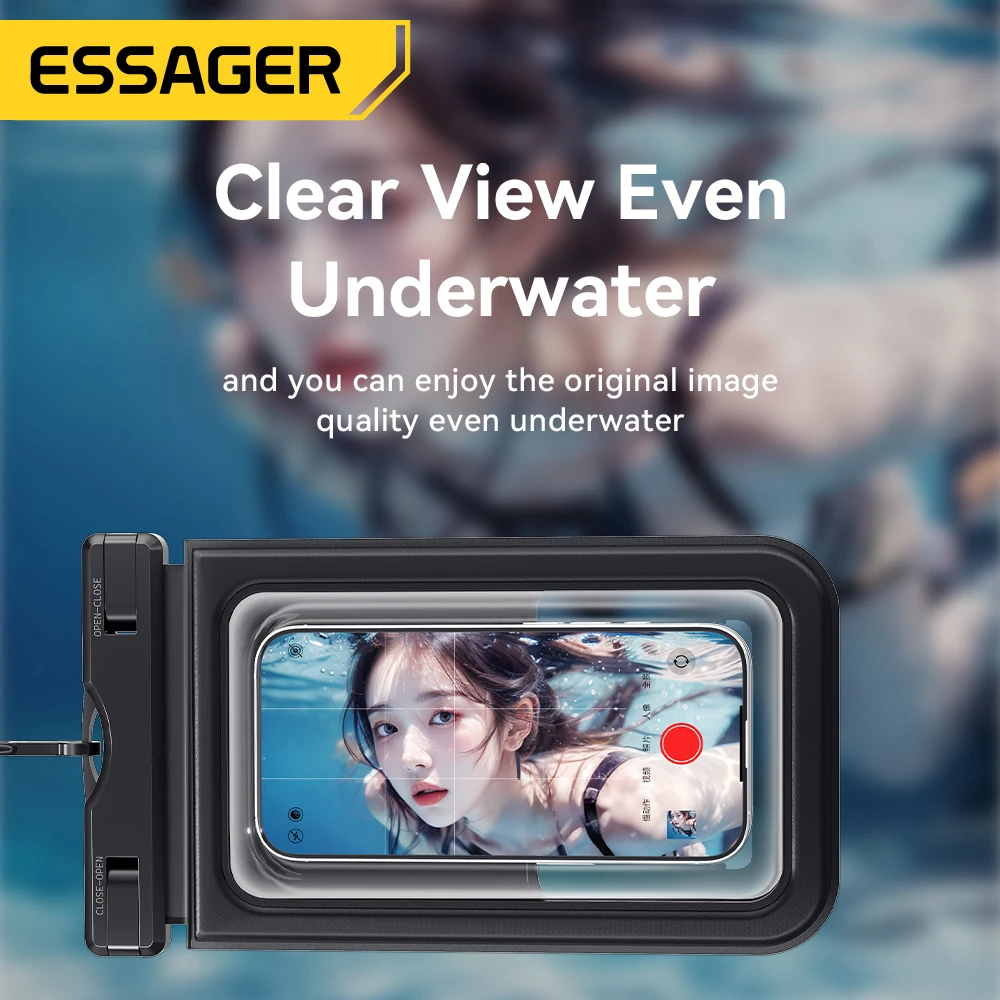 Essager IPX8 Dual-pocket Waterproof Phone Bag For iPhone 16 15 14 Pro Max Drift Diving Surfing Swim Pouch Bag Universal Cover