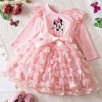 Mickey Minnie Mouse Girl Baby Dresses Spring Autumn Child Long Sleeve Sweet Princess Newborn Casual Dress Birthday Party 2-6Y 1