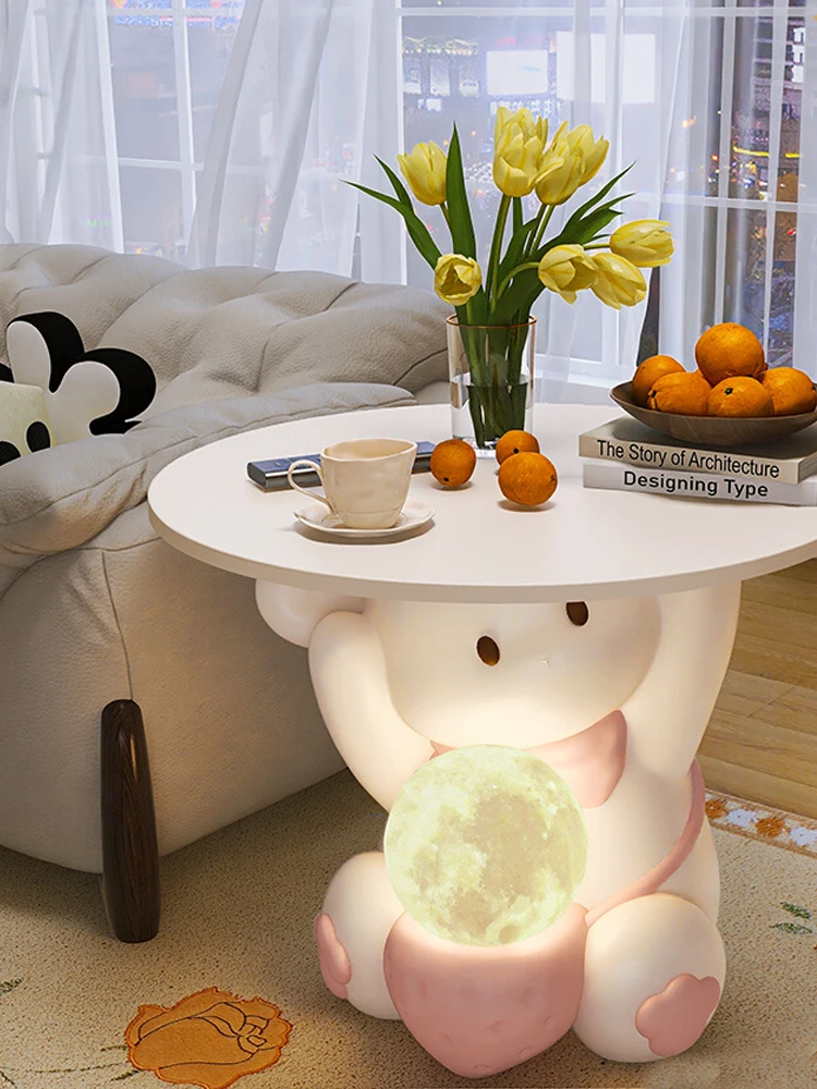 

Living room floor decoration bedroom cartoon rabbit side a few creative cream wind shelf decoration next to TV sofa.