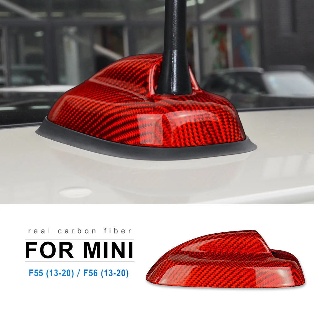 KUNGKIC Fibra di carbonio per Mini Cooper R55 Clubman R56 Auto Pinne di squalo Copertura dell'antenna Adesivi Decorativi 2007 2008 2009 2010 2011 2012 2013 Accessori (Nero