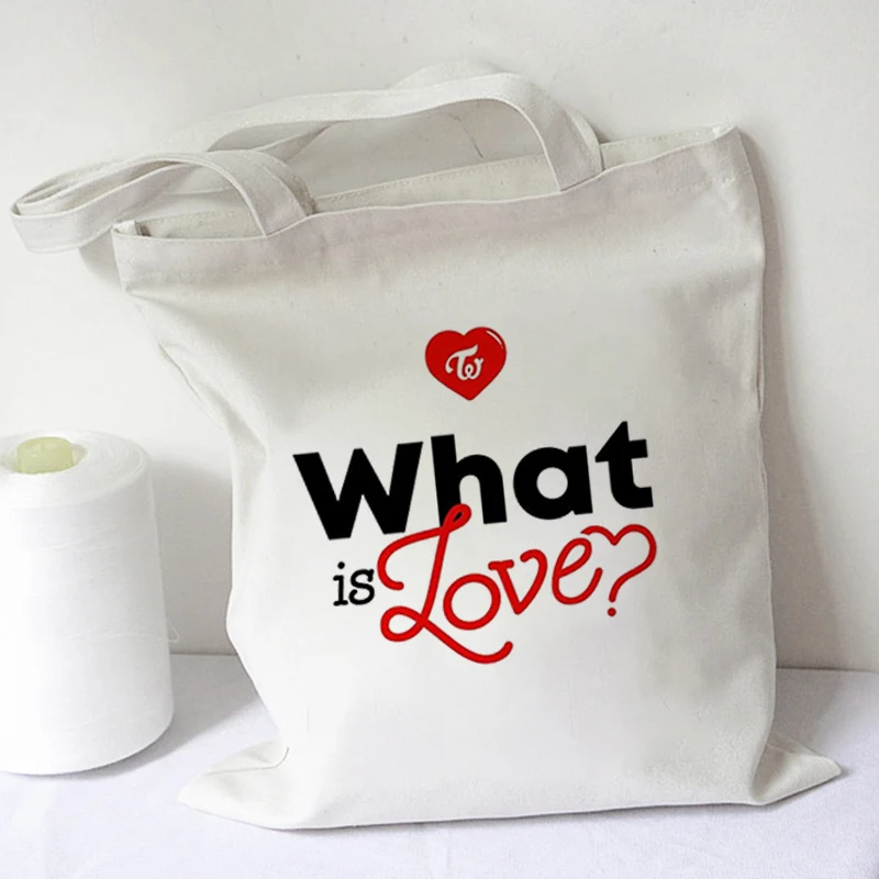 

Kpop TWICE Korean Style Women Shopping Bag Fashion Handbag Foldable Reusable Cloth Shopper Harajuku Student Canvas Tote Bag