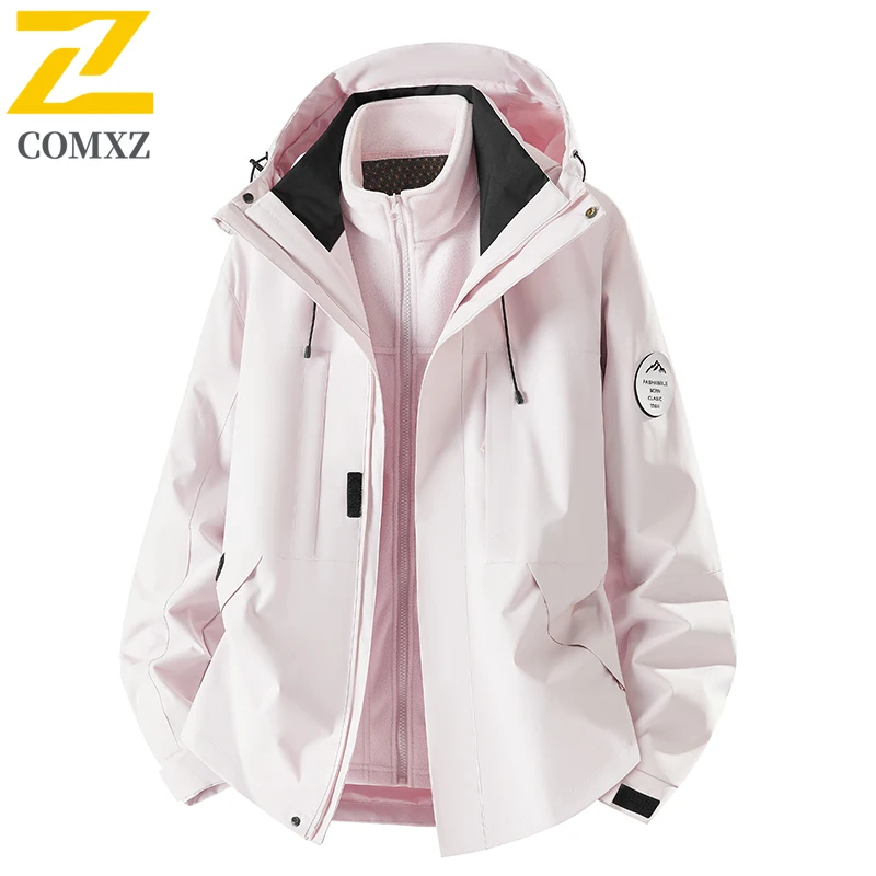 EIAO 3-in-1 Unisex Windbreaker Jacket Spring Autumn Waterproof Windproof Detachable Outdoor Hiking Fishing Camping  Thermal Coat