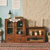 Nordic solid wood retro wood double door display cabinet sundry cosmetics storage cabinet drawer desktop storage box 2