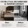 King Size Upholstered Bed, Velvet Beds Frame with 65.4” Tall Gold Trim Headboard, No Box Spring Needed, Bed Frame 5