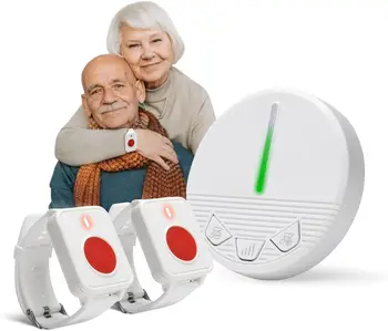Wireless Caregiver Pager Life Alert System SOS Panic Call Button with Door Light for Seniors Disabled Elderly Home Hospital 1