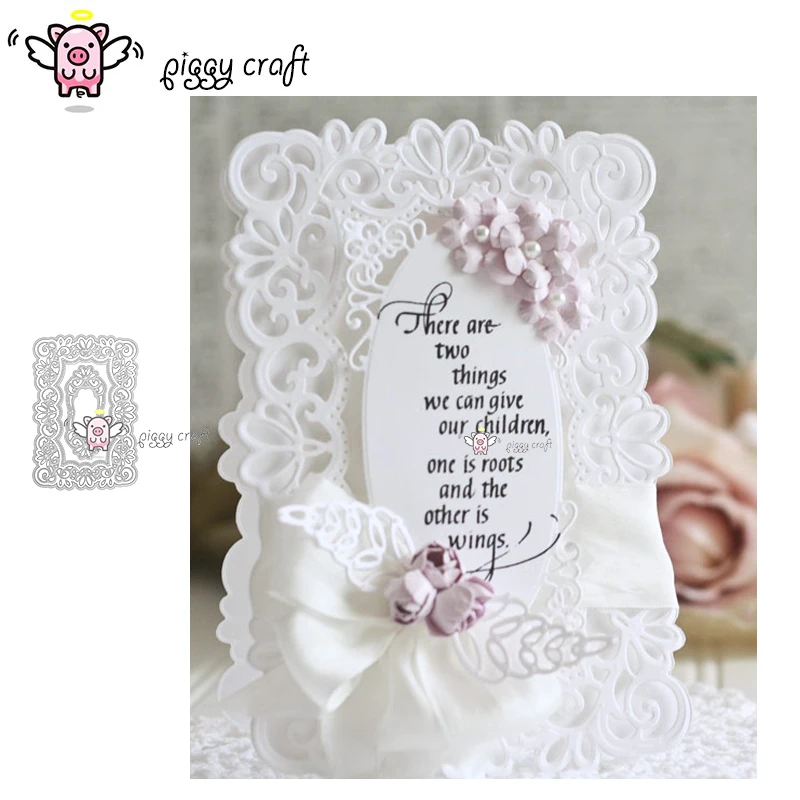 

Piggy Craft metal cutting dies cut die mold Lace background frame Scrapbook paper craft knife mould blade punch stencils dies