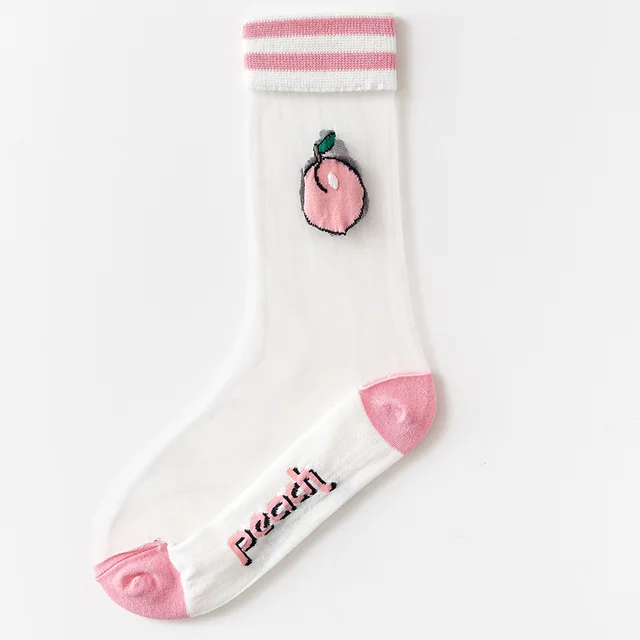 France Fresh Floral Art Funny Socks Transparent Abstract Design Lace Cute Socks Women Jacquard Sokken Skarpetki Calcetines Mujer 10