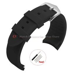 Premium Universal Waterproof Silicone Watch Strap - Soft Rubber Wristband - 22mm (Black)
