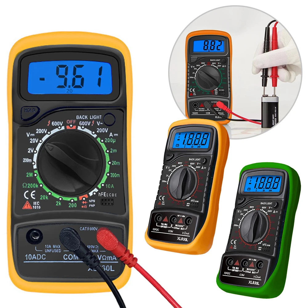 Multímetro digital de mano Voltímetro de CA de CC con pantalla LCD  retroiluminada Multímetro de rango automático analógico profesional para  prueba de
