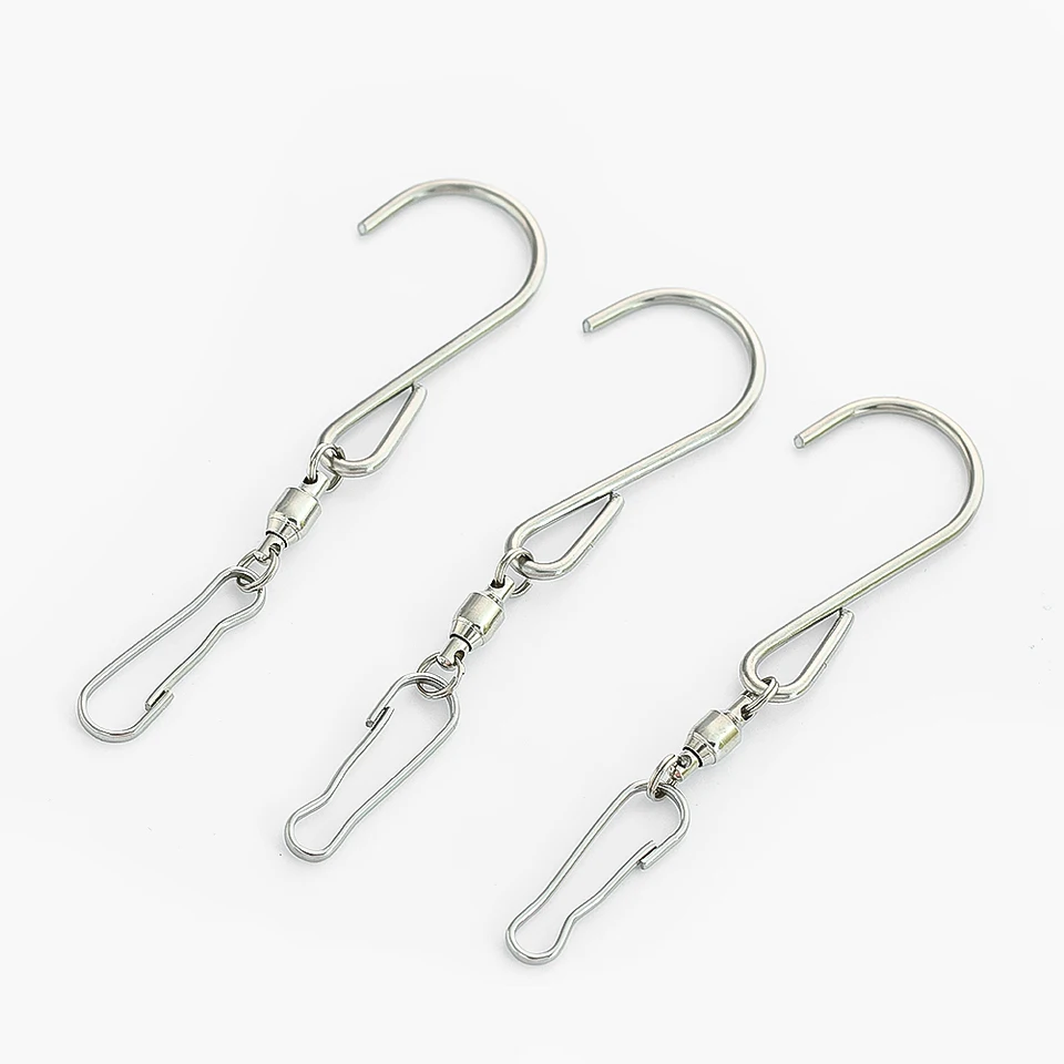 Draaibare haakklemmen, 10 stuks S-haken van roestvrij staal, draaibaar, haken, clips, klokkenspel, spinner, hangende manden, buiten, planten, vlag, party, tuin, accessoires, zwart
