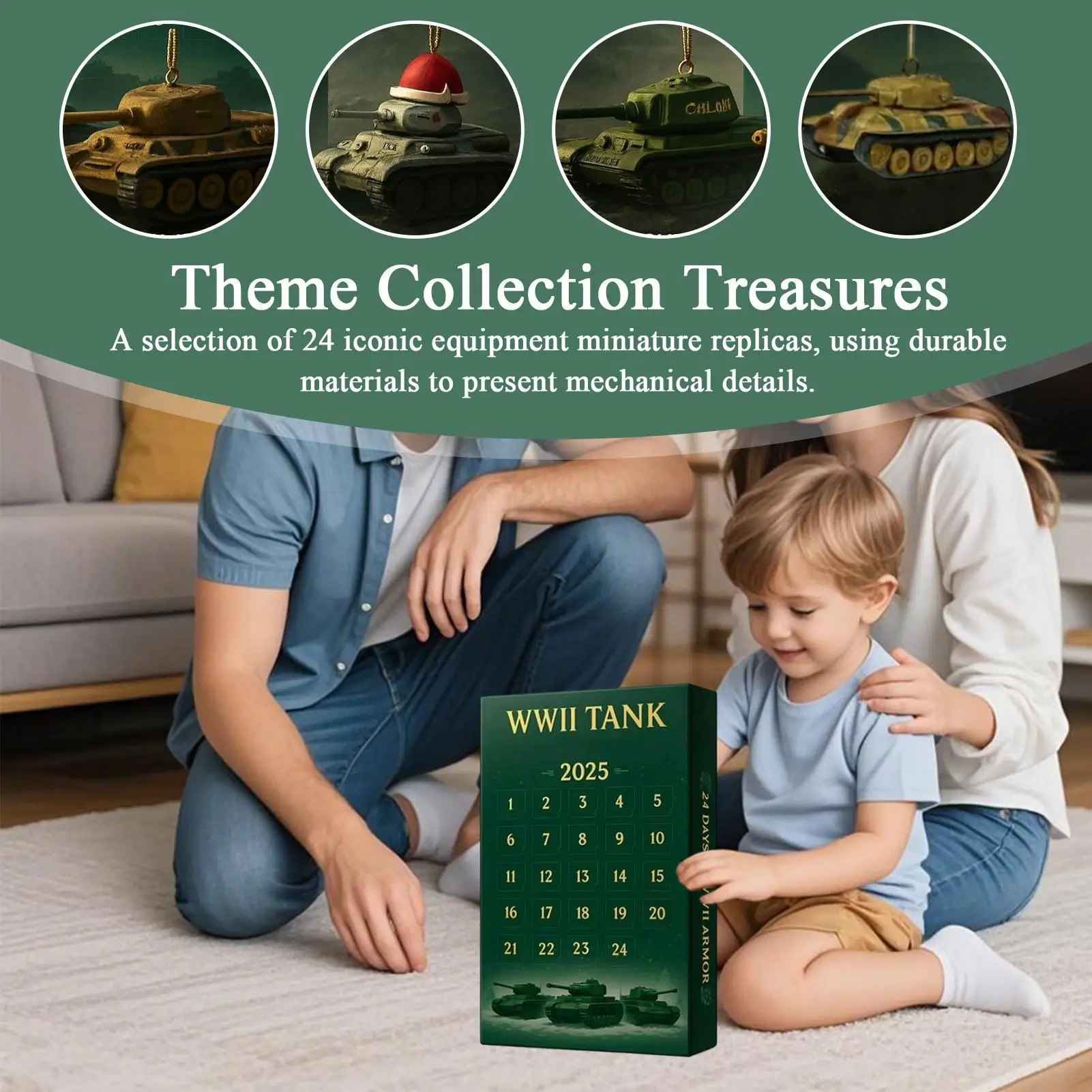 Advent Christmas Calendars 24-Day 2D Acrylic 2025 Collectible Advent Iconic Tank Ornament Calendar For Wall Window Door Tree