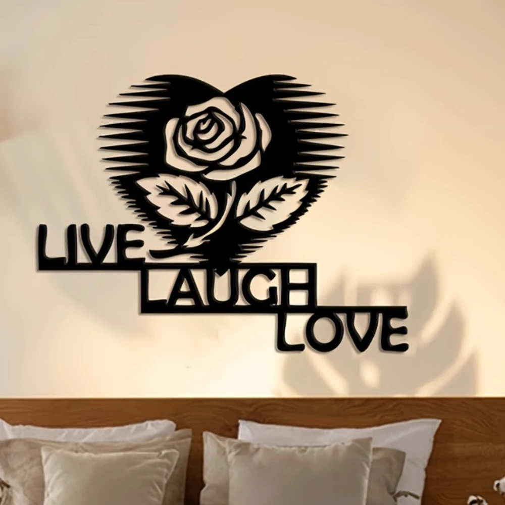 

1pc Flower Live Laugh Love Home Decor Sign, Metal Wall Art, Wall Hanging Ornament, Housewarming Gift Idea, Outdoor Sign Gift
