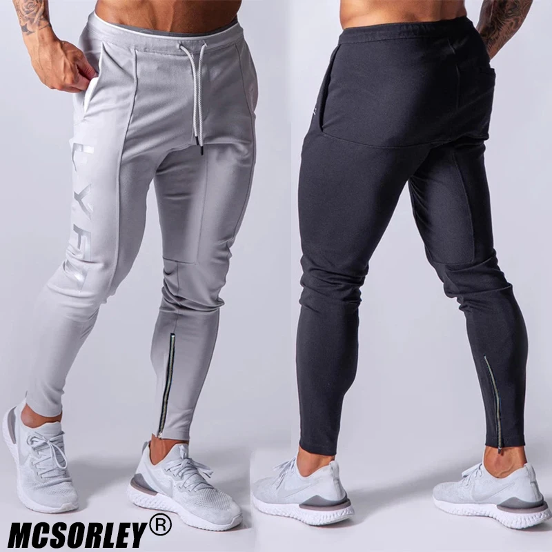 

MCSORLEY Brand Spring New Men's Slim Fit Joggers Tapered Zipper Sweatpants Gym Running Athletic Skinny Pants Casual Trousers